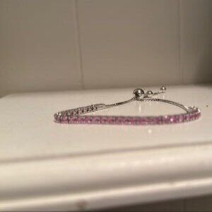 Pink Sapphire Bracelet  Adjustable Bolo
